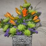 Asiatic lilies, Statis, Spider Mums